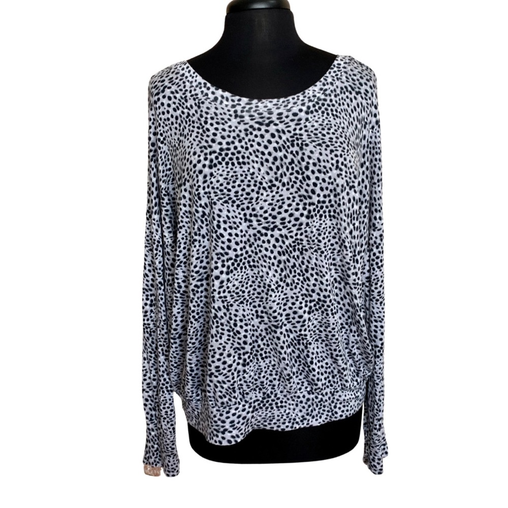 PEYTON JENSEN Gray Leopard Print Top Size XL Knit Evereve